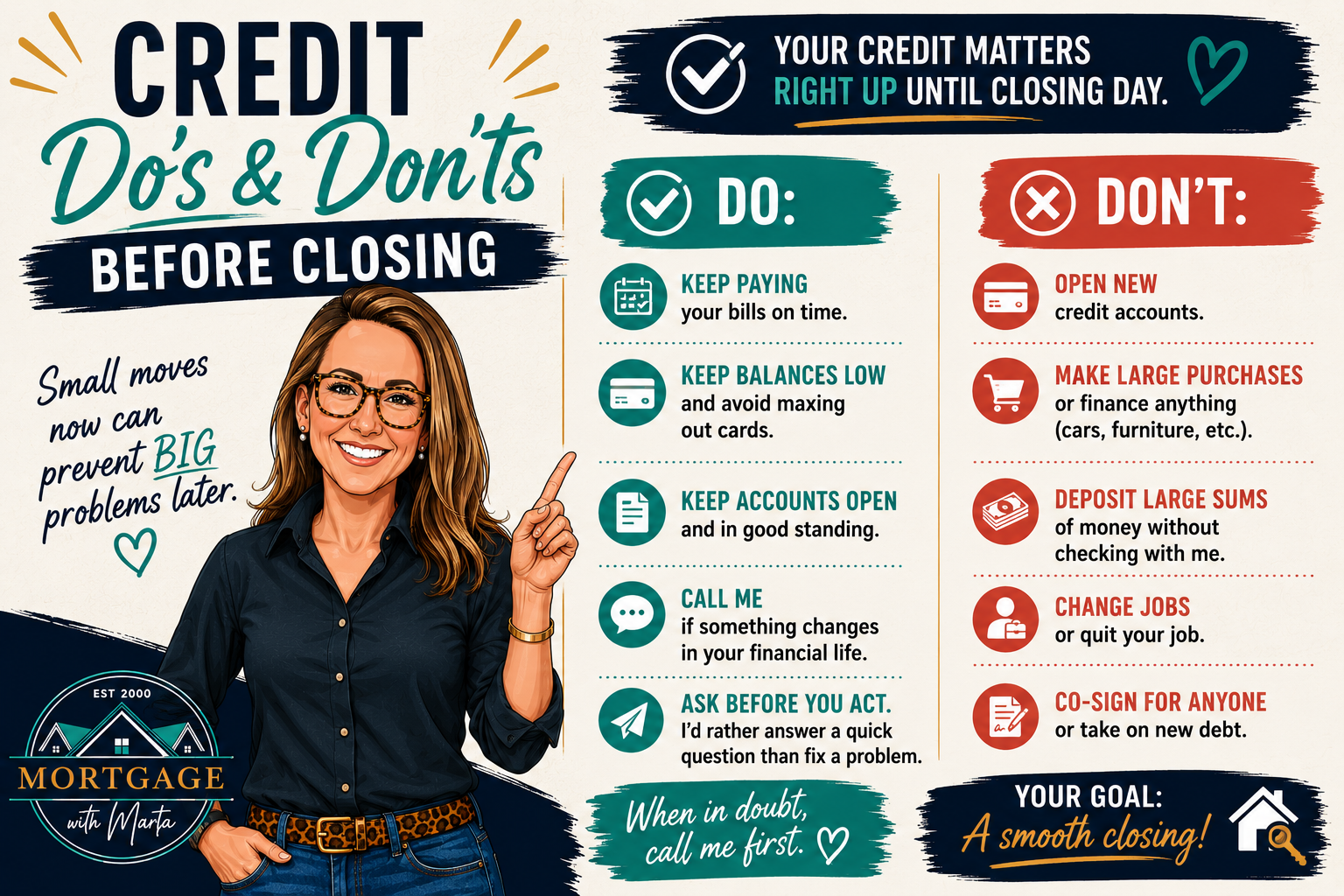 Credit dos and don’ts before mortgage closing