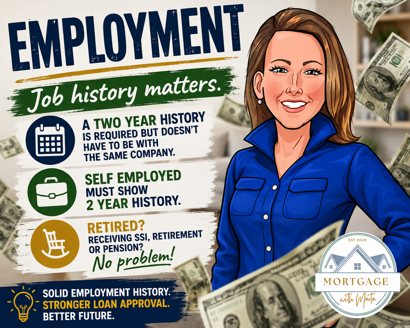 Employment and job history for mortgage approval