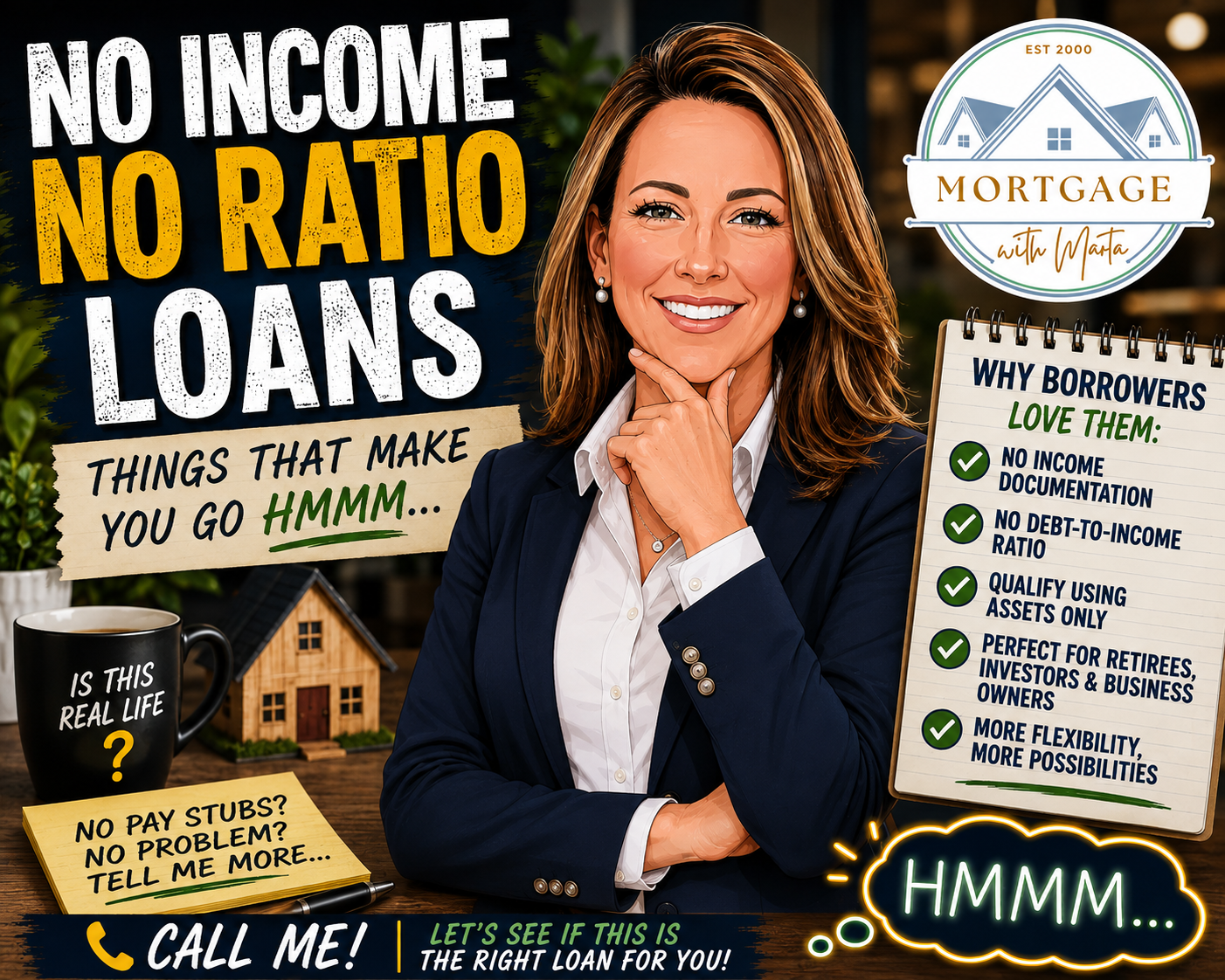 No-income, no-ratio specialty mortgage loans